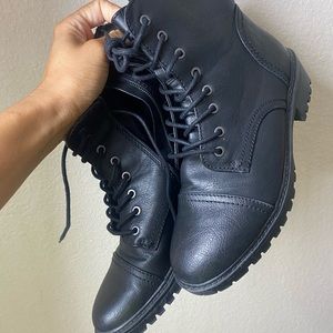 Black combat boots